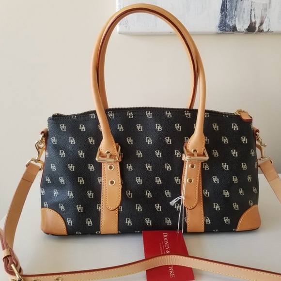 Dooney & Bourke New Black and Tan Satchel with Leather Trim - Picture 7 of 12